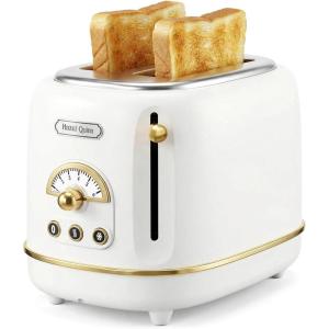 imageHazel Quinn 2Slice Retro Toaster 6 Browning Levels 3 FunctionsDefrostReheatCancel Removable Crumb Tray for Easy to Clean 15 Inches Extra Wide Slots  Pearl WhitePreal White