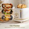 imageHazel Quinn Retro Breakfast Set  2Slice Toaster amp 17L Electric Kettle Bundle 6 Browning Levels ExtraWide Slots 1200W Fast Boiling All Stainless Steel Interior Thermometer  Pearl White