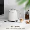 imageHazel Quinn Electric Kettle  17 Liters 57oz Stainless Steel Water Kettle BPAFree Interior 1200W Fast Boiling Cordless Rotational Base  Pearl White