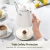 imageHazel Quinn Electric Kettle  1L34oz Small Tea Kettle 800W Fast Boil All 304 Stainless Steel Interior Double Wall for Cool Touch and Thermal Auto ShutOff BPAFree Cordless  Mint GreenPearl White