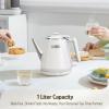imageHazel Quinn Electric Kettle  1L34oz Small Tea Kettle 800W Fast Boil All 304 Stainless Steel Interior Double Wall for Cool Touch and Thermal Auto ShutOff BPAFree Cordless  Mint GreenPearl White