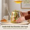 imageHazel Quinn Electric Kettle  1L34oz Small Tea Kettle 800W Fast Boil All 304 Stainless Steel Interior Double Wall for Cool Touch and Thermal Auto ShutOff BPAFree Cordless  Mint GreenFloral Printed
