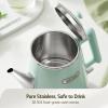 imageHazel Quinn Electric Kettle  1L34oz Small Tea Kettle 800W Fast Boil All 304 Stainless Steel Interior Double Wall for Cool Touch and Thermal Auto ShutOff BPAFree Cordless  Mint GreenMint Green