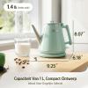 imageHazel Quinn Electric Kettle  1L34oz Small Tea Kettle 800W Fast Boil All 304 Stainless Steel Interior Double Wall for Cool Touch and Thermal Auto ShutOff BPAFree Cordless  Mint GreenMint Green