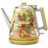 imageHazel Quinn Electric Kettle  1L34oz Small Tea Kettle 800W Fast Boil All 304 Stainless Steel Interior Double Wall for Cool Touch and Thermal Auto ShutOff BPAFree Cordless  Mint GreenFloral Printed