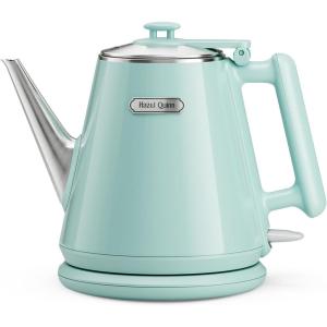 imageHazel Quinn Electric Kettle  1L34oz Small Tea Kettle 800W Fast Boil All 304 Stainless Steel Interior Double Wall for Cool Touch and Thermal Auto ShutOff BPAFree Cordless  Mint GreenMint Green