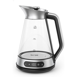 image:imageHazel Quinn Glass And Stainless Steel Electric Kettle 15 Liters Tea Kettle And Hot Water Kettle BPAFree 1C Temp Control 24H Keep Warm 1000W Fast Quiet Boil AntiResidue Bottom Auto ShutOff